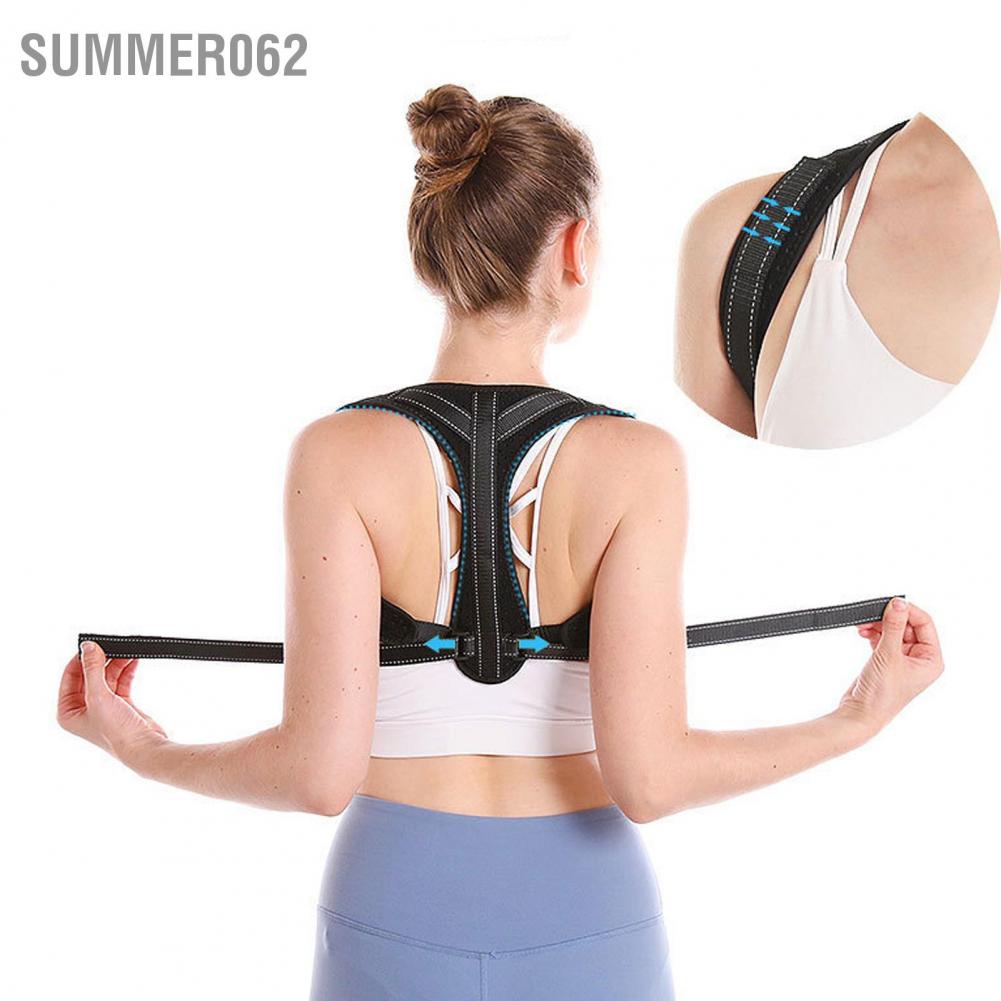 Summer062 Back Brace Adjustable Black Y‑Shape Posture with Luminous Strip for Shoulder Neck Position Correction