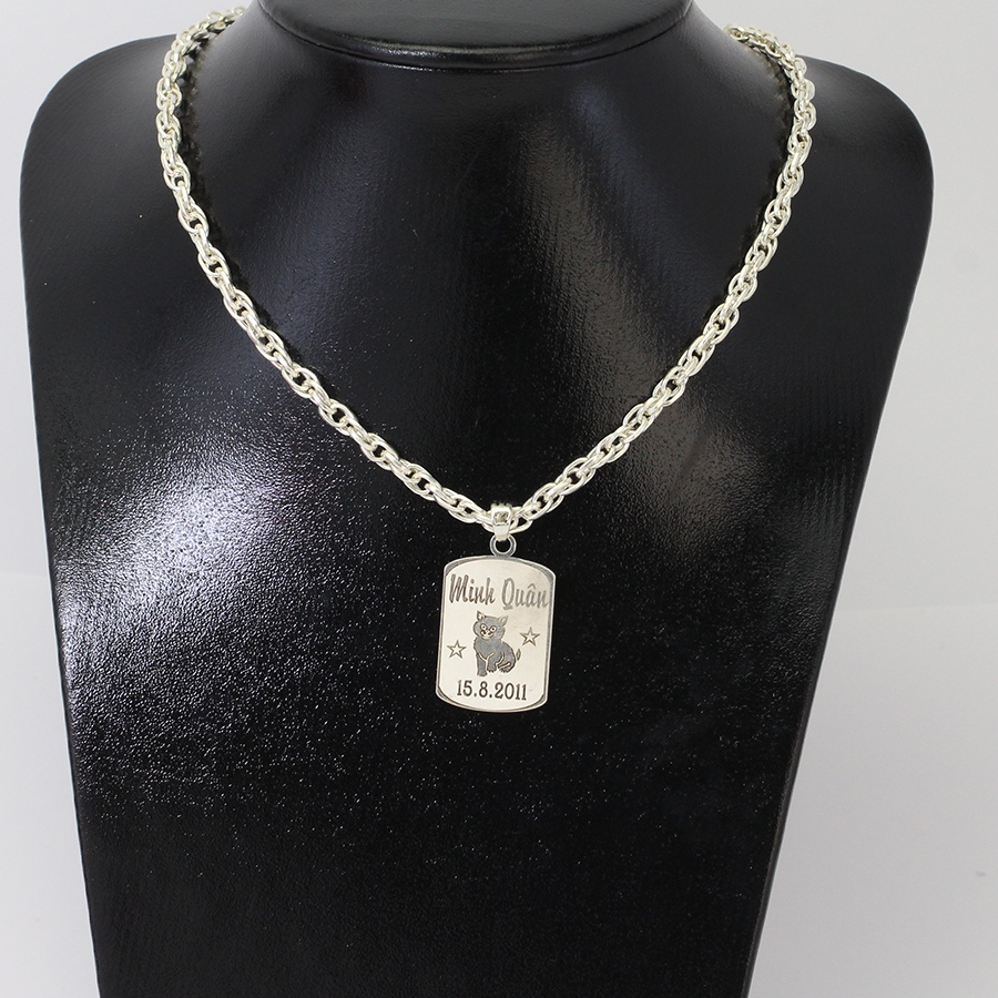 Dây chuyền bạc cho bé trai hình con mèo khắc tên DCT0087 Trang Sức TNJ