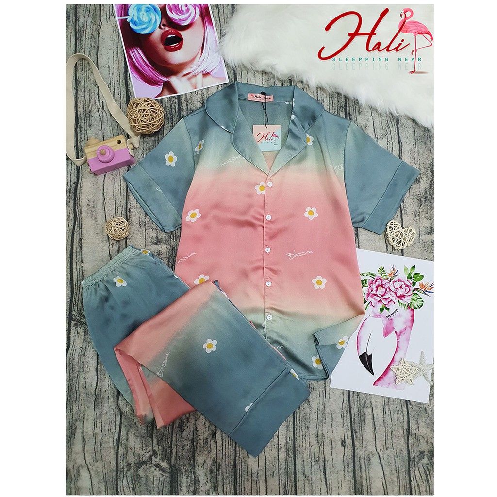 Đồ ngủ lụa satin hoa loang