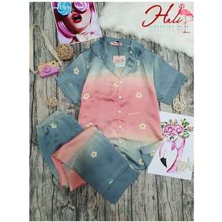 Đồ ngủ lụa satin hoa loang