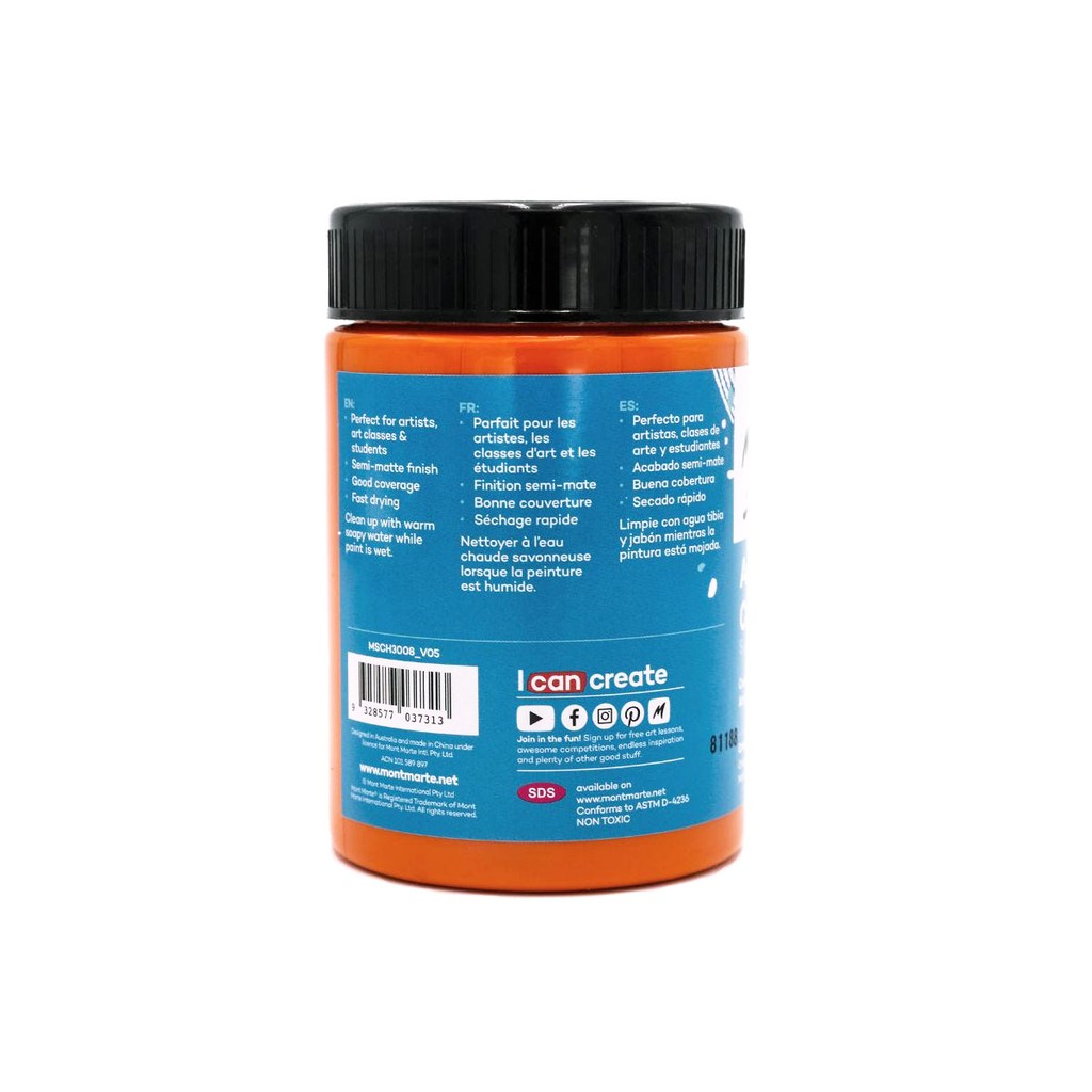 Màu Acrylic Mont Marte 300ml - Orange - Acrylic Colour Paint Signature 300ml (10.1oz) - MSCH3008