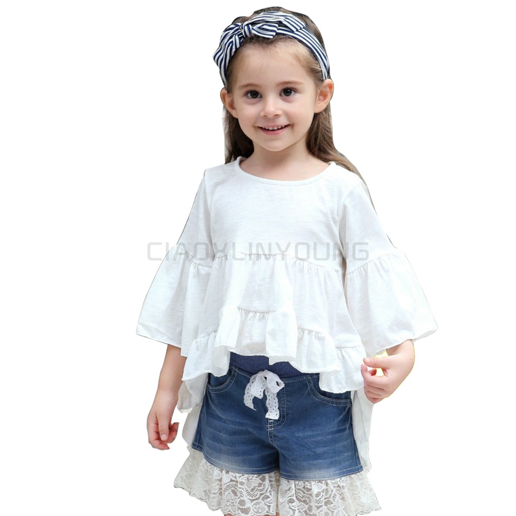 Áo Cotton Trơn Màu Cho Bé Gái
