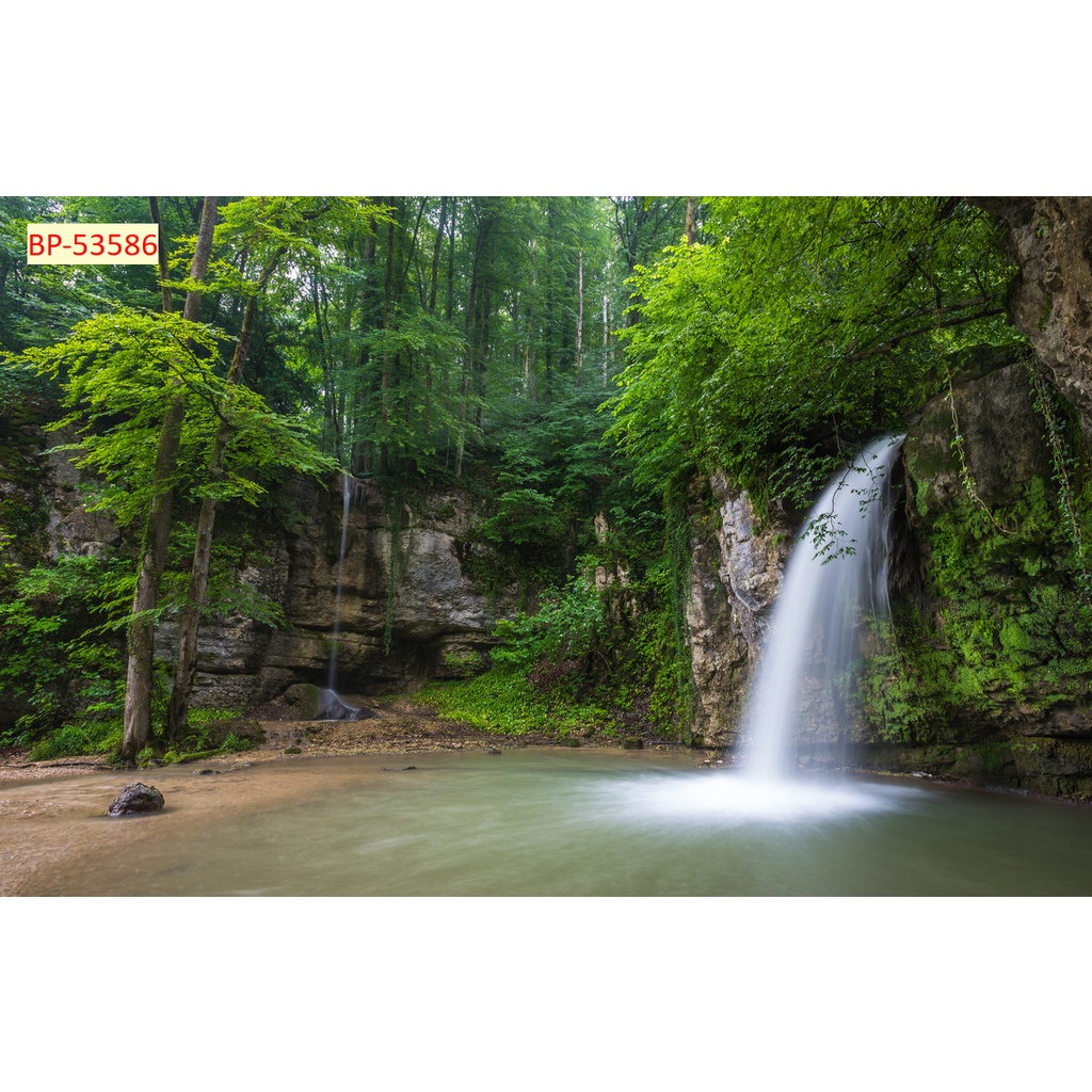 Tranh dán tường 3D cảnh thác nước hùng vỹ