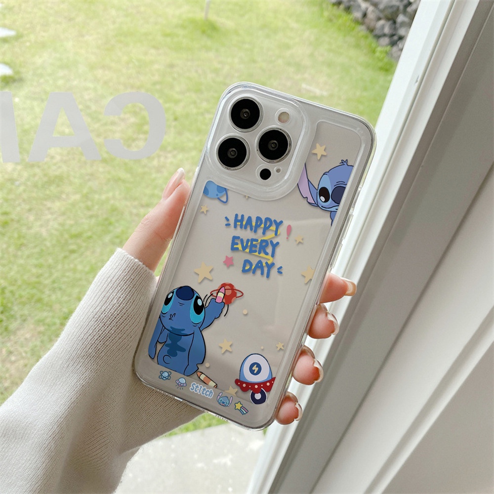 DISNEY Ốp Điện Thoại Trong Suốt In Hình Stitch Cho iPhone 13 12 11 X XS Pro Max XR Lilo & Stitch 7 8 Plus