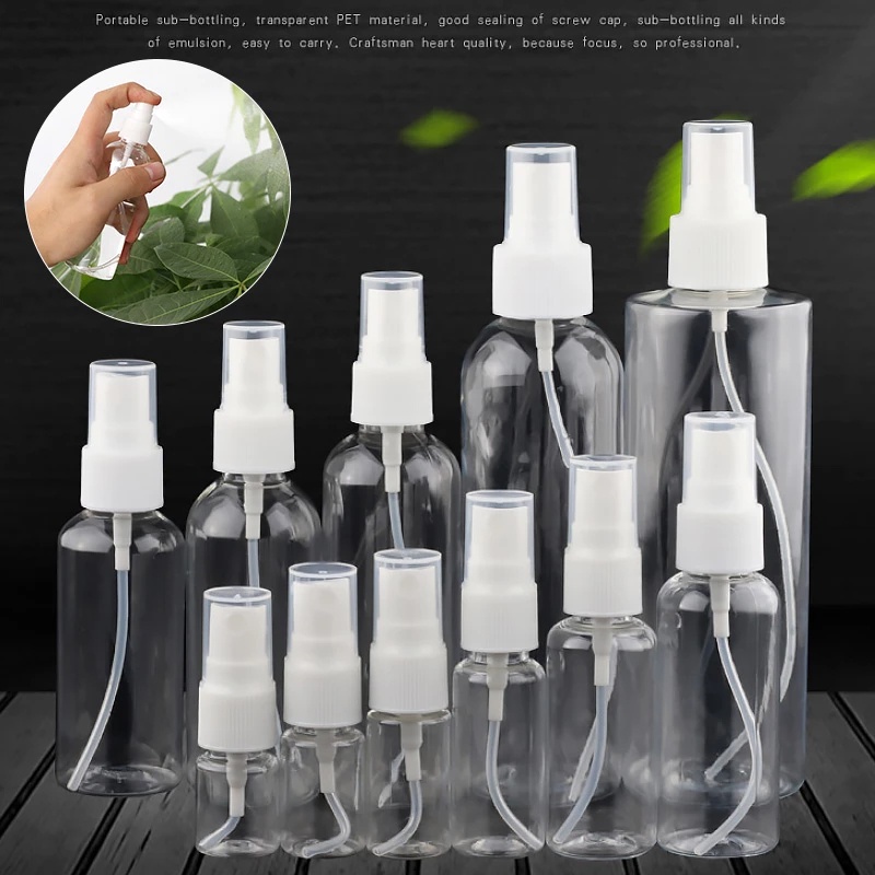 Bình Xịt Rỗng Mini Bằng Nhựa Trong Suốt 12 Kích Cỡ 30ml / 50ml / 100ml