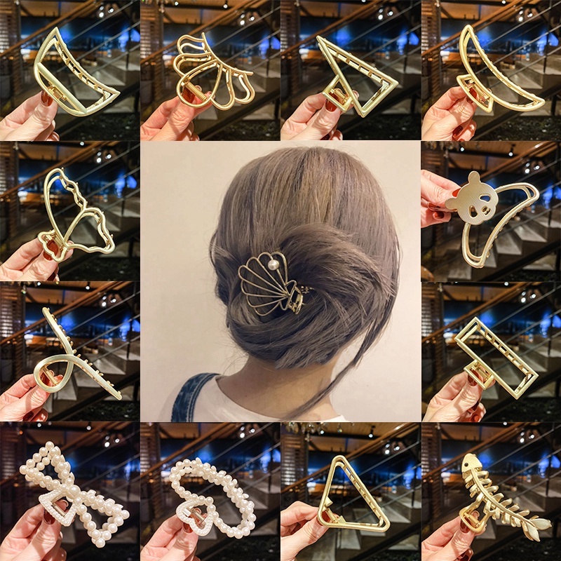 Kẹp tóc kim loại hình cá mập đơn giản phong cách Hàn Quốc