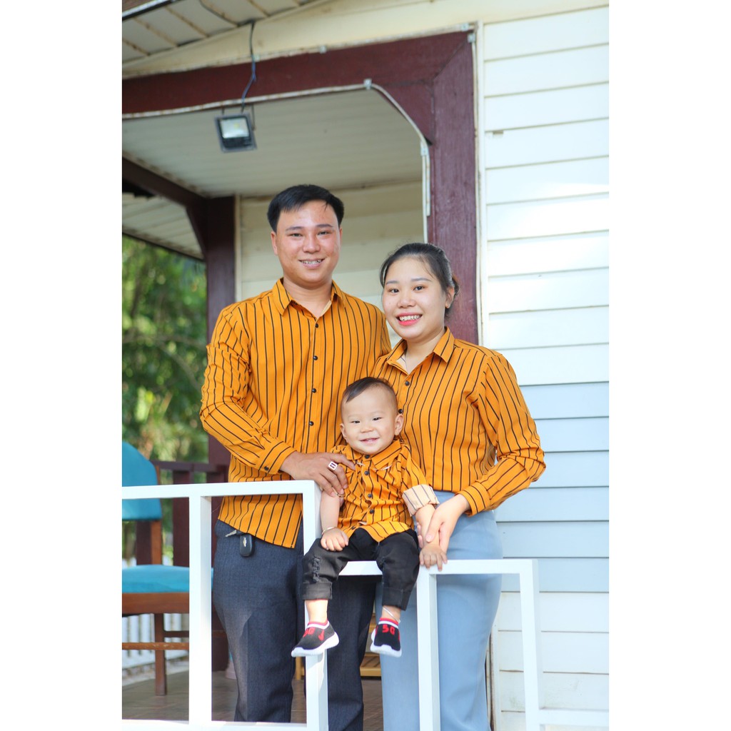 Set Áo Somi Gia Đình Fig Tree Sọc Vàng Đen Mã 145C Kèm Feedback