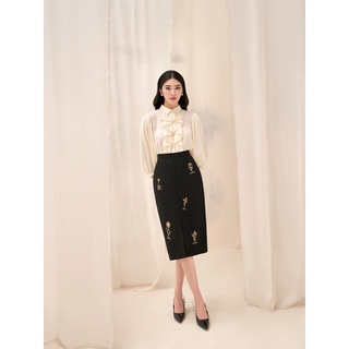 D.CHIC 1811665 Áo sơ mi ngực xếp bèo dập ly