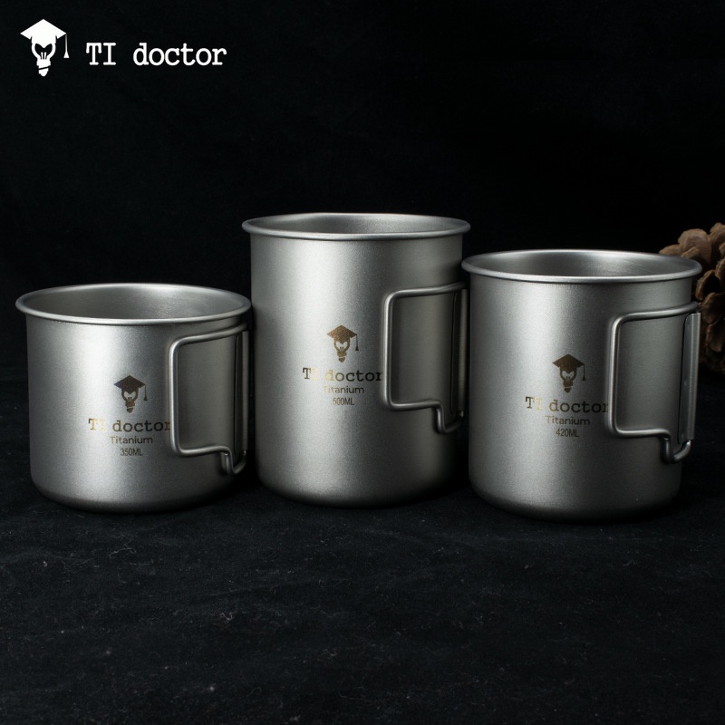 Cốc Uống Nước Bằng Titan Nguyên Chất Có Thể Gấp Gọn Tiện Dụng Mang Theo Du Lịch Cắm Trại