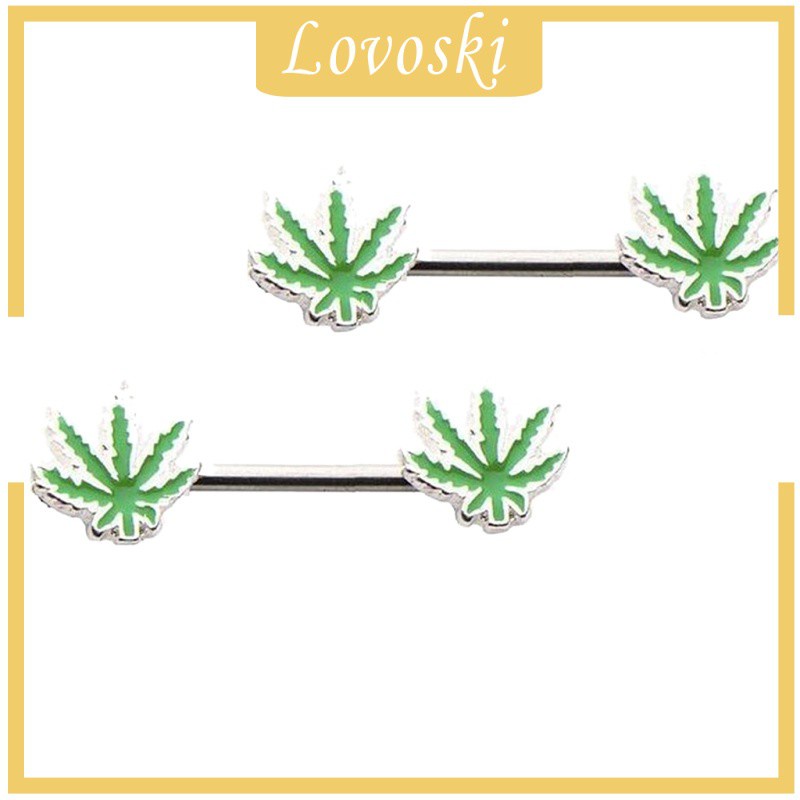 1 Cặp Khuyên Nhũ Hoa Hình Lá Phong 14 Gage