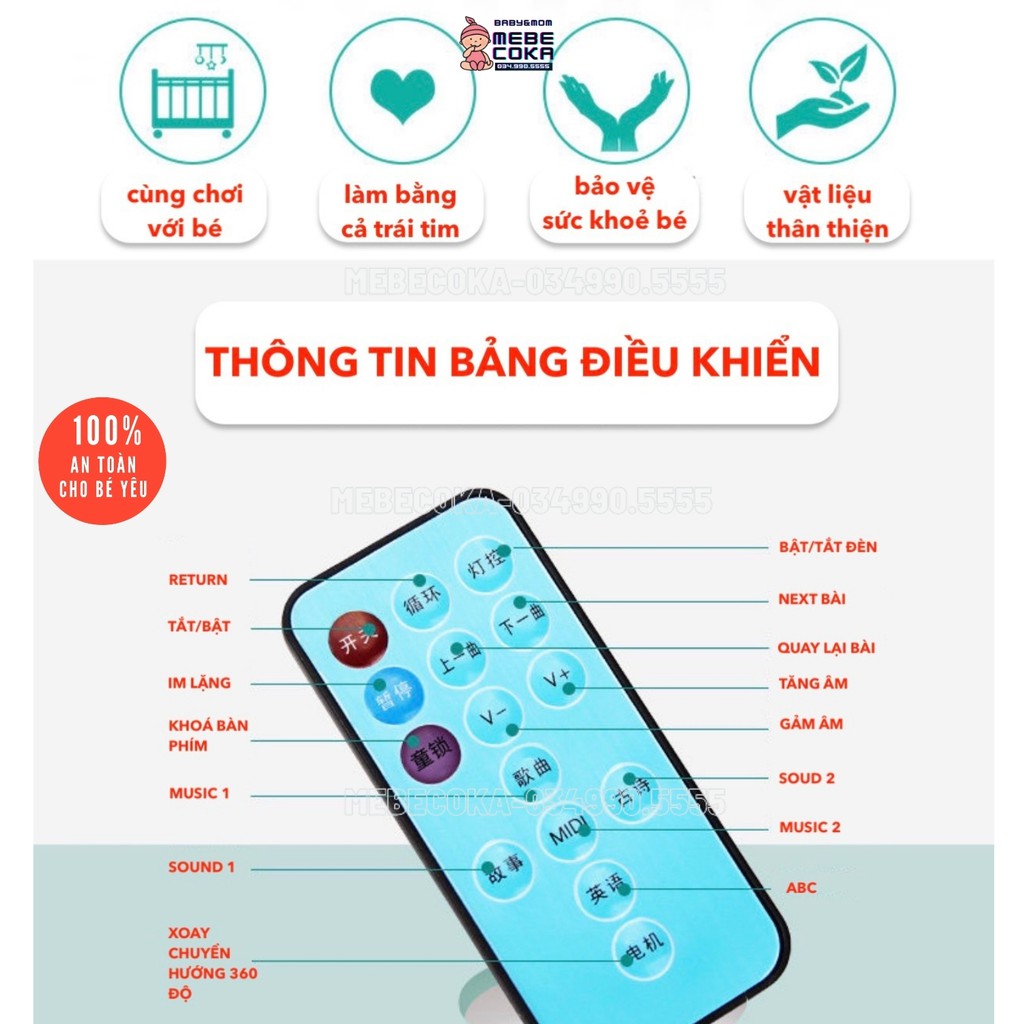 Hộp nhạc treo nôi, kích thích thính giác ,thị giác, Xoay 360 Độ giúp bé vui chơi thư giản ngủ ngon