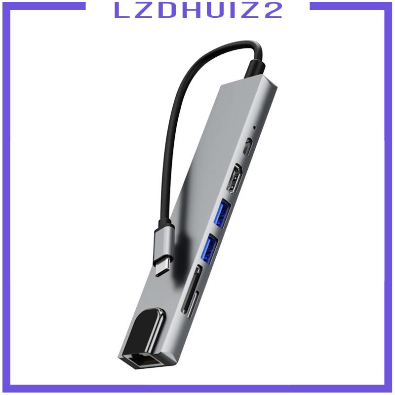 Bộ Chia Bảy Cổng Mạng Ethernet Type C Màu Xám 12.2x1.4x0.6Inches Chuyên Dụng Cho Laptop