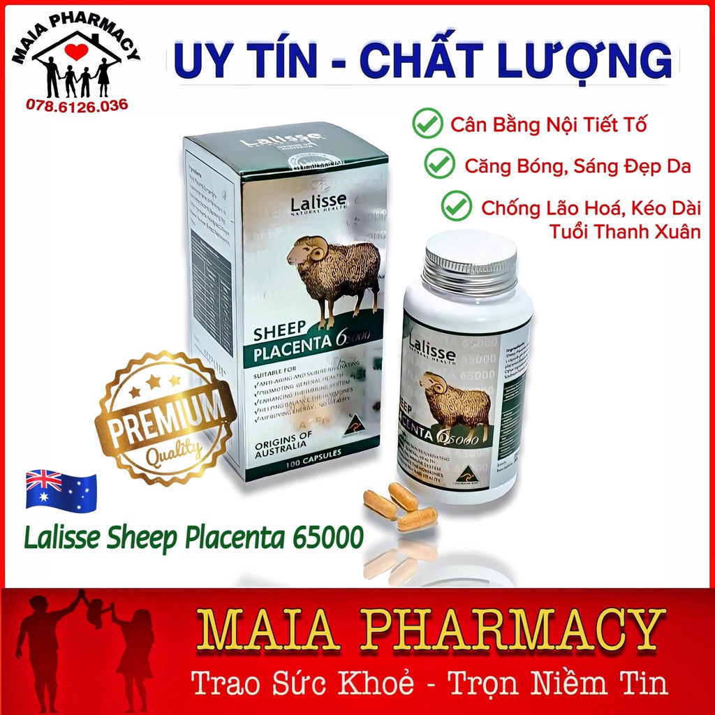 Viên uống nhau thai cừu của Úc LALISSE SHEEP PLACENTA giúp làm đẹp da mặt chống lão hoá cân bằng nội tiết tố nữ ALC02
