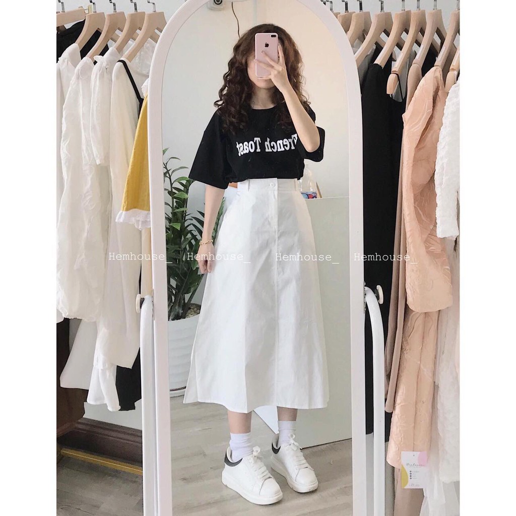 Set Váy Vintage Chân Váy Kaki Trắng + Áo Phông Đen Siêu Hot, Hàng Shop, Hàng Cao Cấp Loại 1 | BigBuy360 - bigbuy360.vn