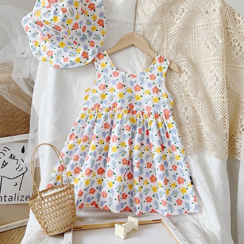 [SALE BỎ MẪU] - Váy bé gái - Váy hoa kèm mũ cưng xỉu, đáng yêu cho bé gái (05- 15kg) - TIỆM NHÀ SU
