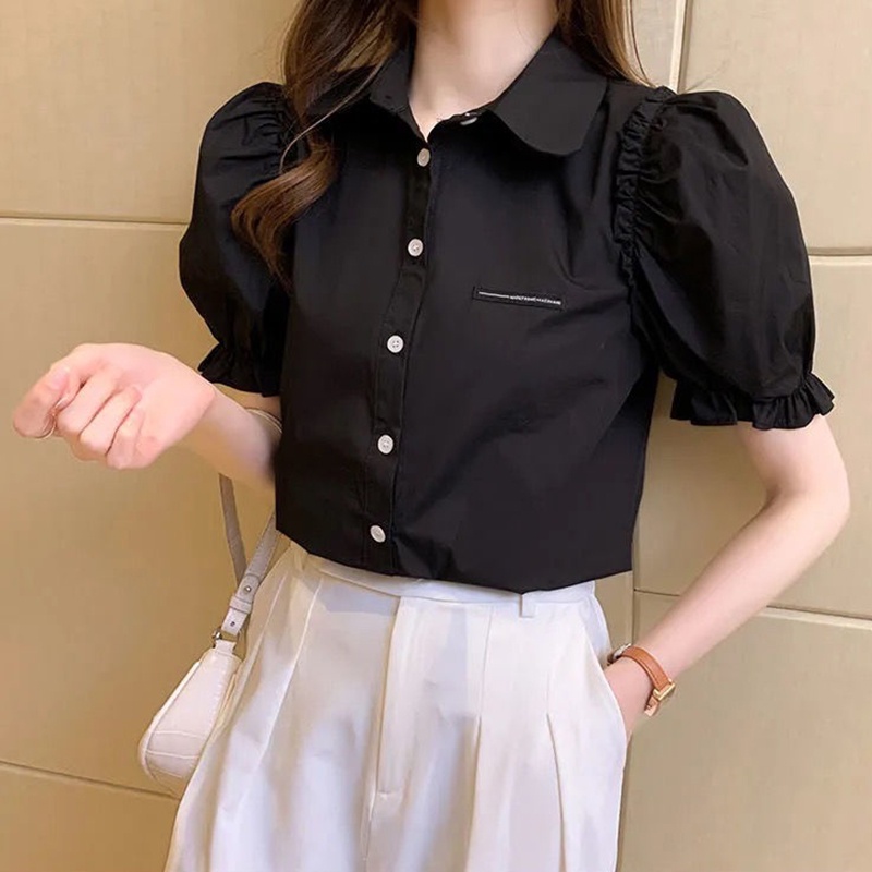 Áo sơ mi IELGY ngắn tay kiểu Pháp thời trang cho nữ