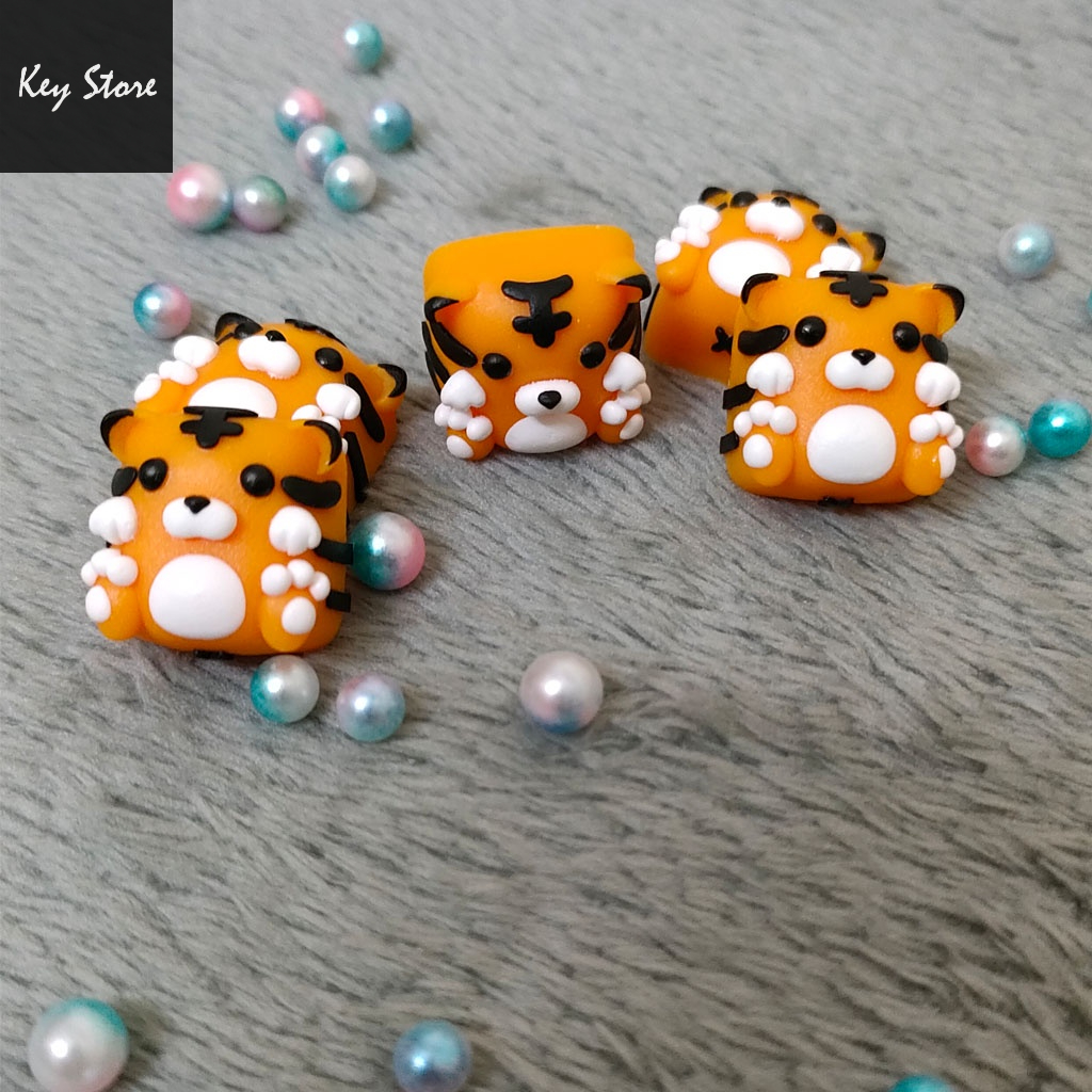 Nút bàn phím cơ artisan keycap gấu tigo màu vàng