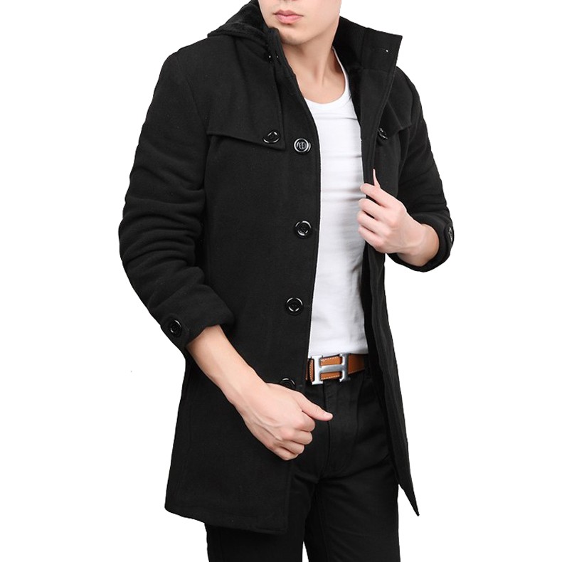 Áo khoác dạ nam dáng măng tô lót nhung có mũ 0230 | BigBuy360 - bigbuy360.vn