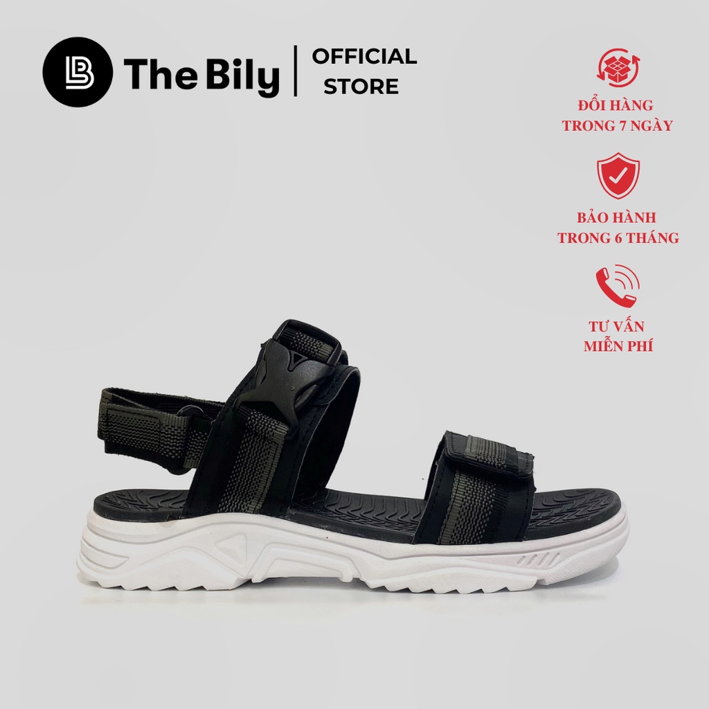 Giày Sandal Nam Nữ Unisex The BiLy Quai Ngang Dây Dù Đế Phylon Siêu Êm Nhẹ Màu Xám Thổ Cẩm-BLDTMD03-Xám Thổ Cẩm