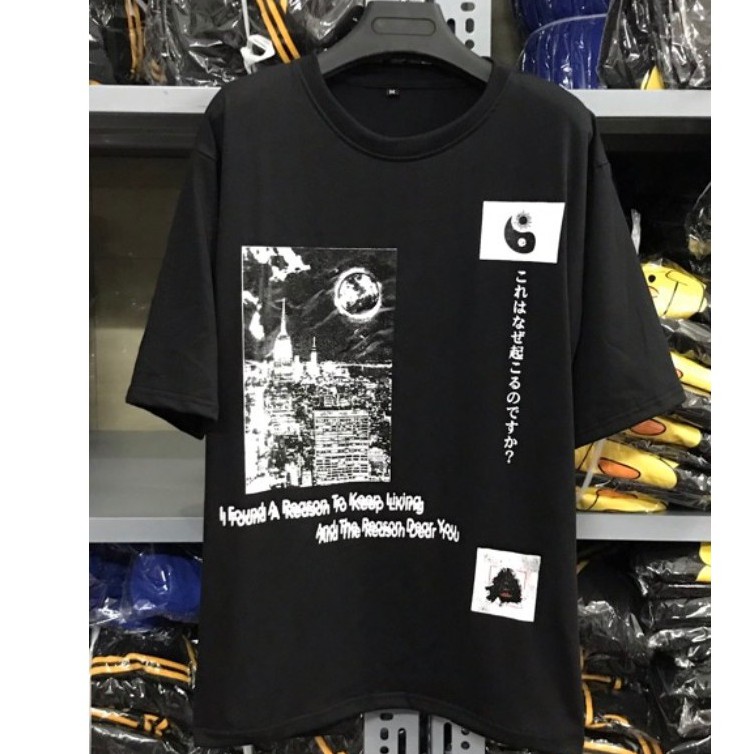 Áo Thun Tay Lỡ Tháp Bát Quái Unisex form rộng châu âu (kèm ảnh video thật )