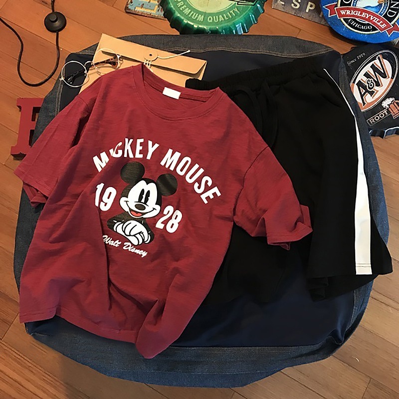 Áo Thun Nữ Tay Ngắn Dáng Rộng In Hình mickey Thời Trang