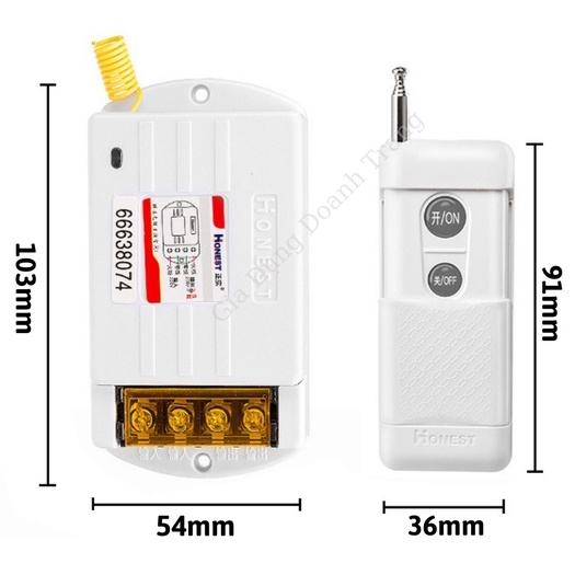 Công tắc điều khiển từ xa Honest HT-6220ZRD 1000m công suất lớn 30A