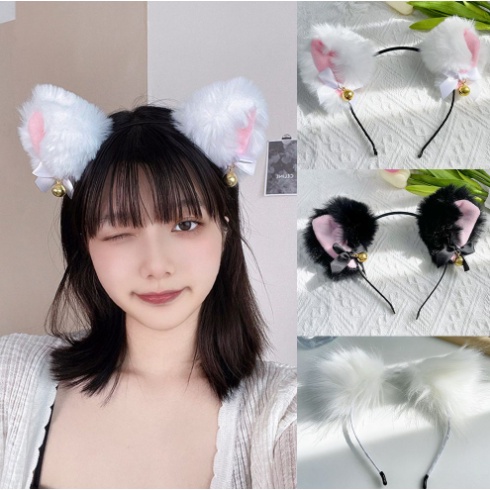 Băng đô tai thỏ Lông Xù Cute Cài Tóc hóa trang Tai Mèo Trắng Đen Dễ Thương xinh xắn FOLLOW TẶNG 3KHÀNG CÓ SẴNCHỌN