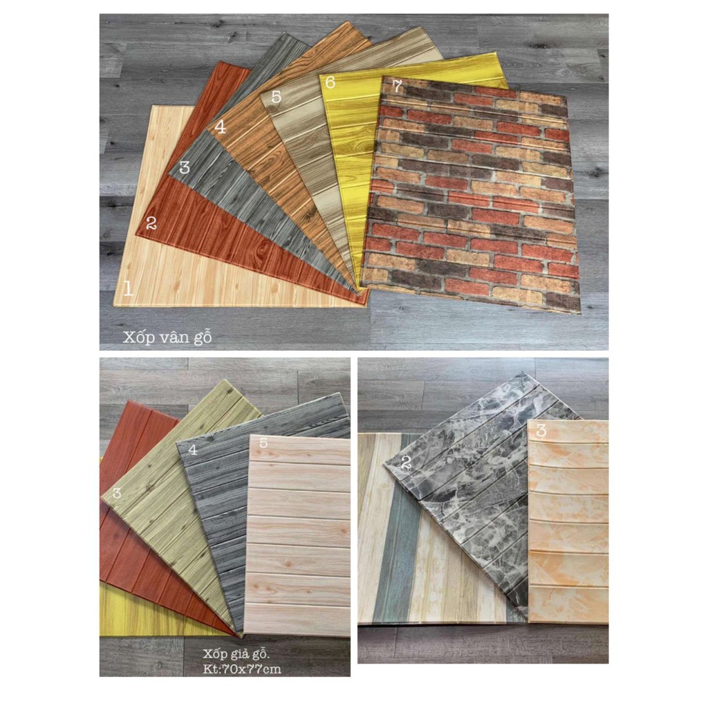 Xốp dán tường vân gỗ đủ mẫu hot đẹp nhập khẩu cao cấp khổ lớn 70*70 cm | BigBuy360 - bigbuy360.vn