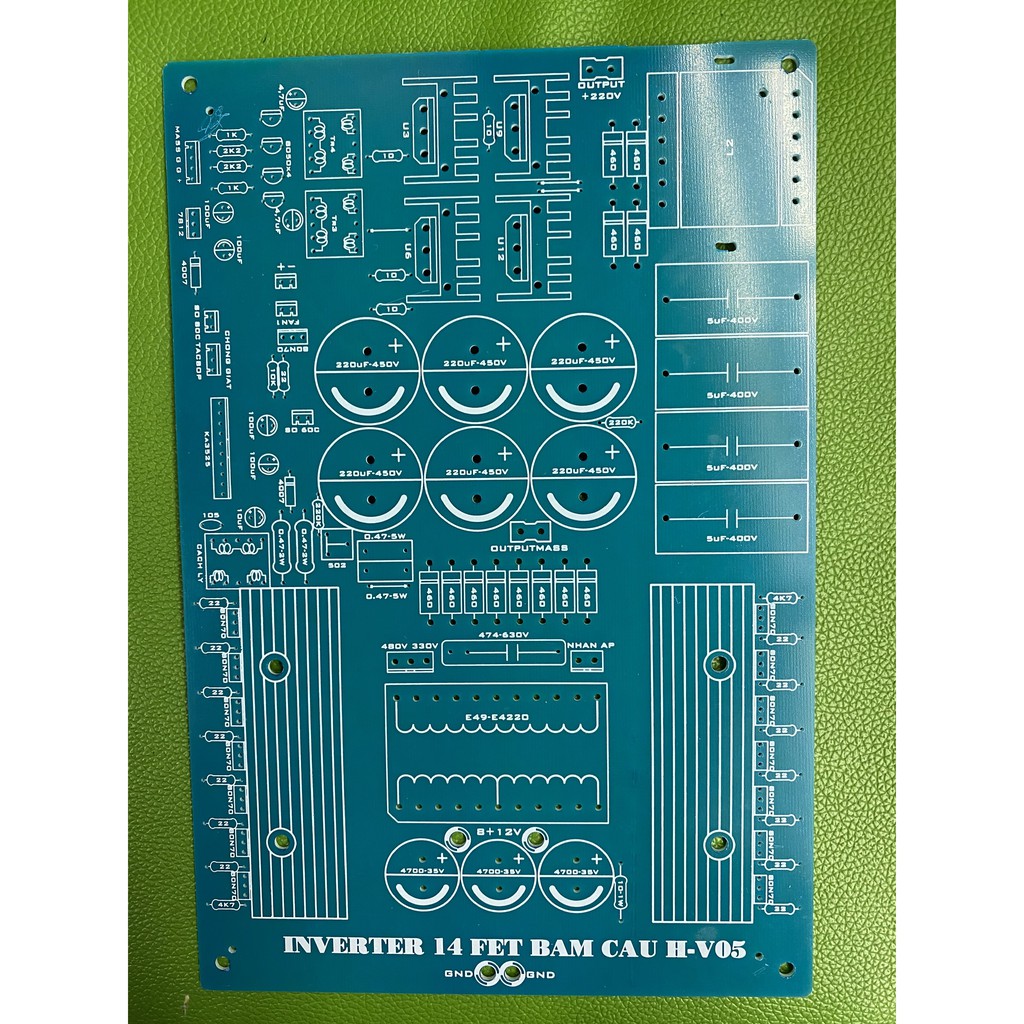 PCB bo mạch kích điện 14 fet đảo pha băm cầu H (sợi thủy tinh FR4)