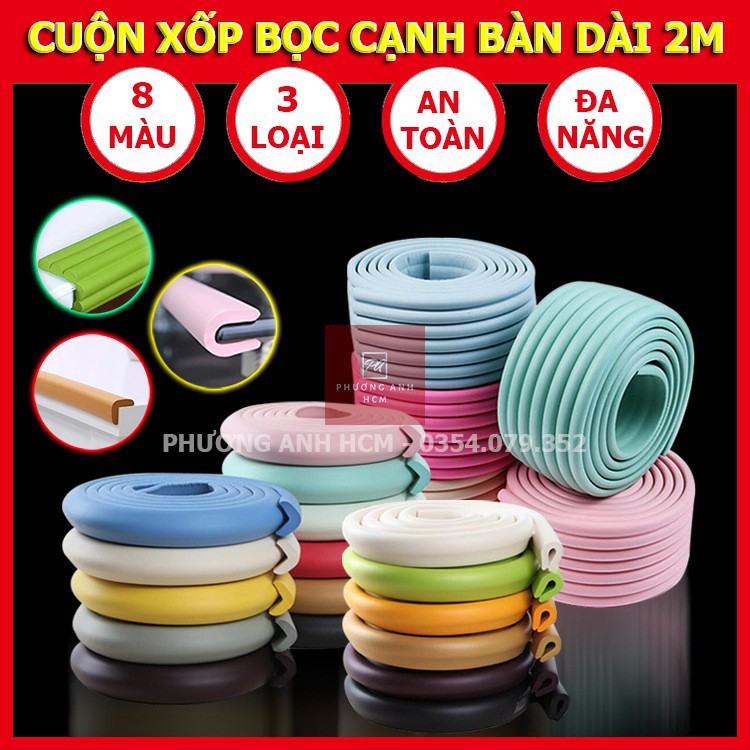 Cuộn Xốp Bọc Cạnh Bàn Hình Chữ L/ U/ W Dài 2M An Toàn Cho Bé - Dây Cao Su Nẹp Bịt Góc Bàn, Ghế, Tường, Tủ, Giường,... 44