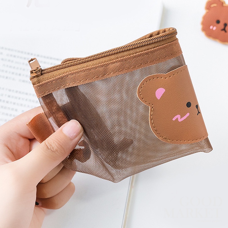 Túi Lưới Đựng Bút Trong Suốt Họa Tiết Hoạt Hình Đáng Yêu Cho Bé