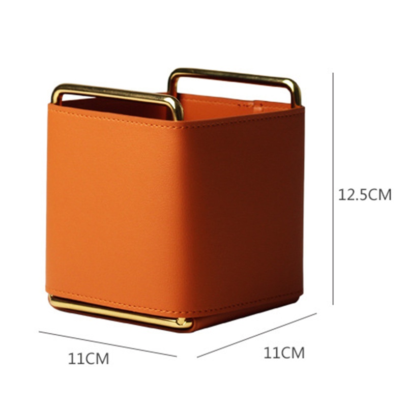 Hộp Đựng Bút Bằng Da Hình Vuông Có Tay Cầm Tiện Dụng