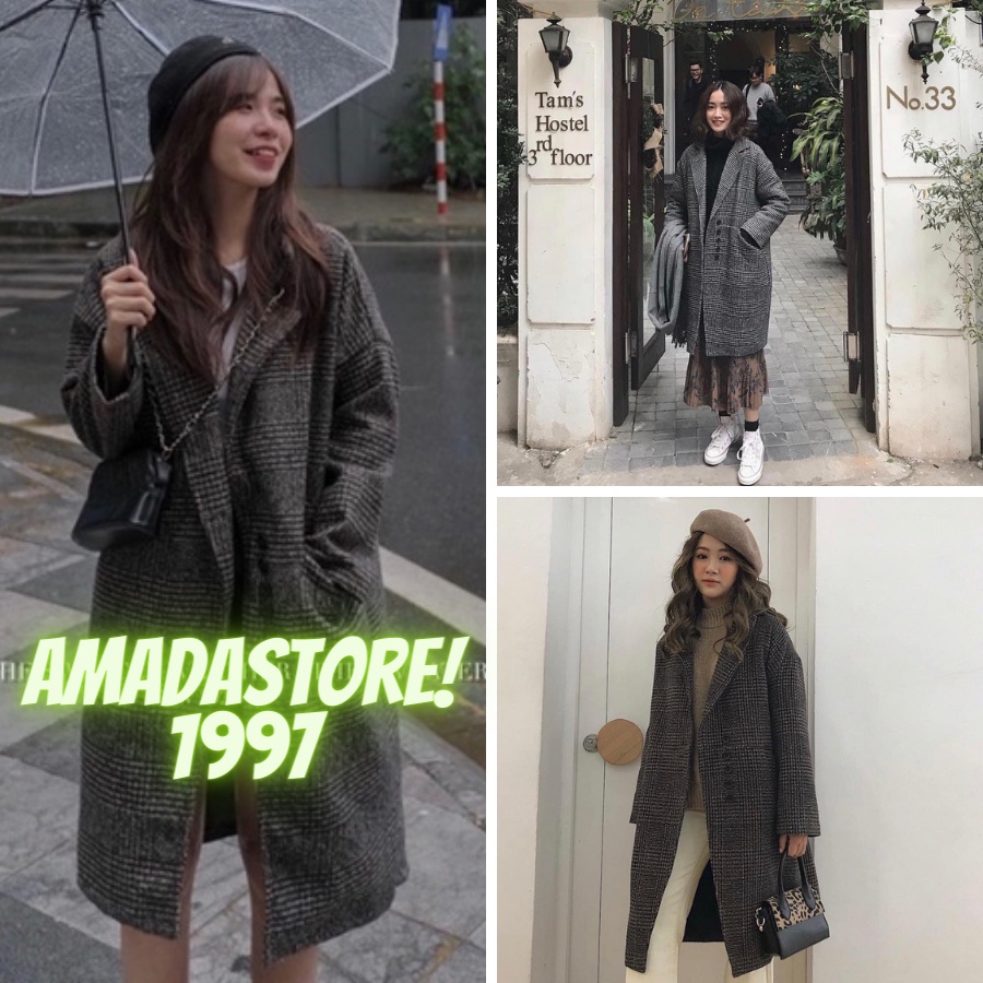 {Amanda}Áo khoác dạ nữ dáng dài phong cách Hàn Quốc 1 hàng khuy, hàng chất 2 lớp cao cấp.