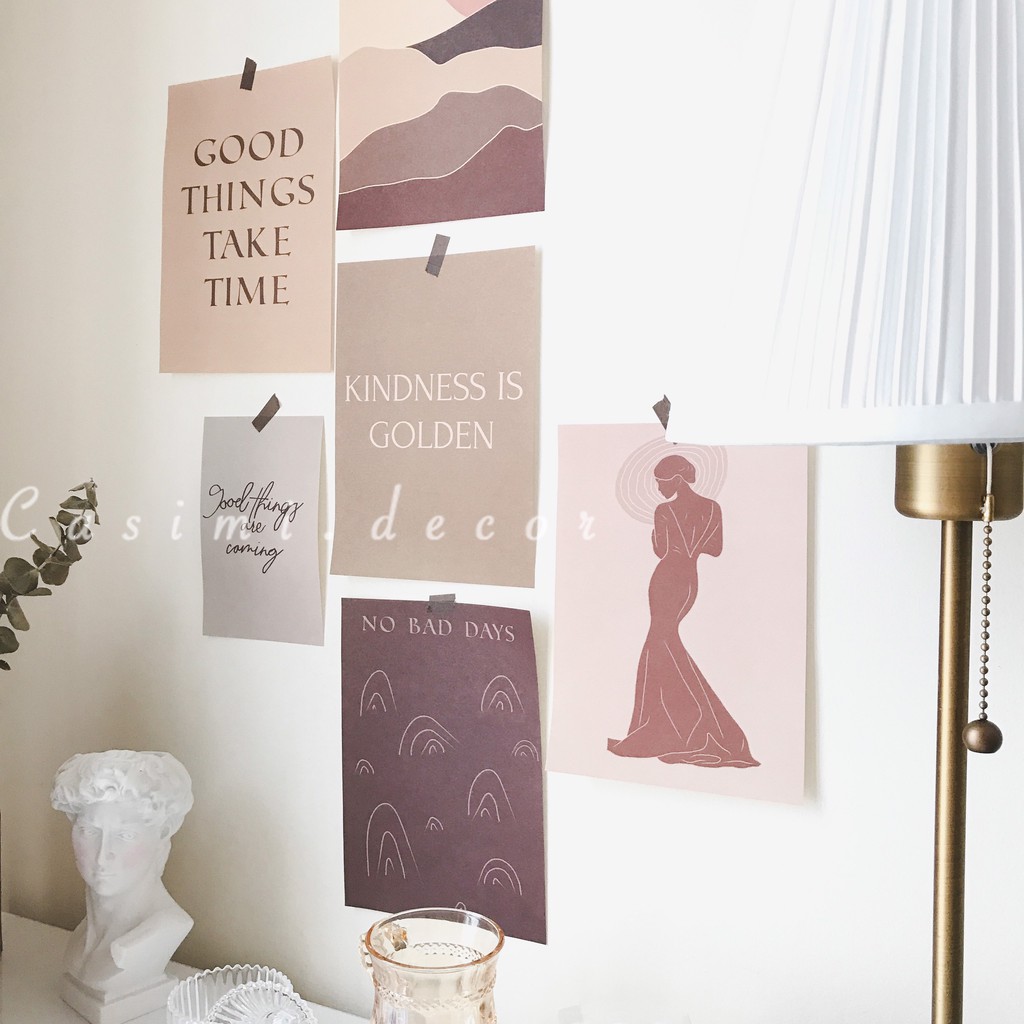 [FOLLOW US GIẢM 30K] Bìa ảnh giấy Minimalist QUOTES POSTCARD vintage trang trí bàn học, dán tường kiểu Hàn Casimi Decor