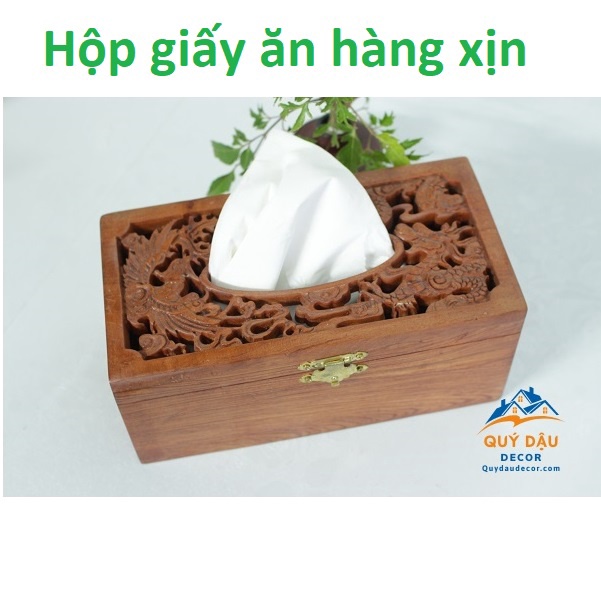 Hộp giấy ăn đục lọng Long Phụng cao cấp