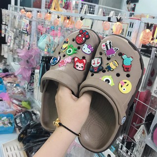 Màu Nâu Nhạt Đế Nâu Đậm - Dép CROSS Sục Cao Cấp Nam Nữ  - Tặng 10 sticker