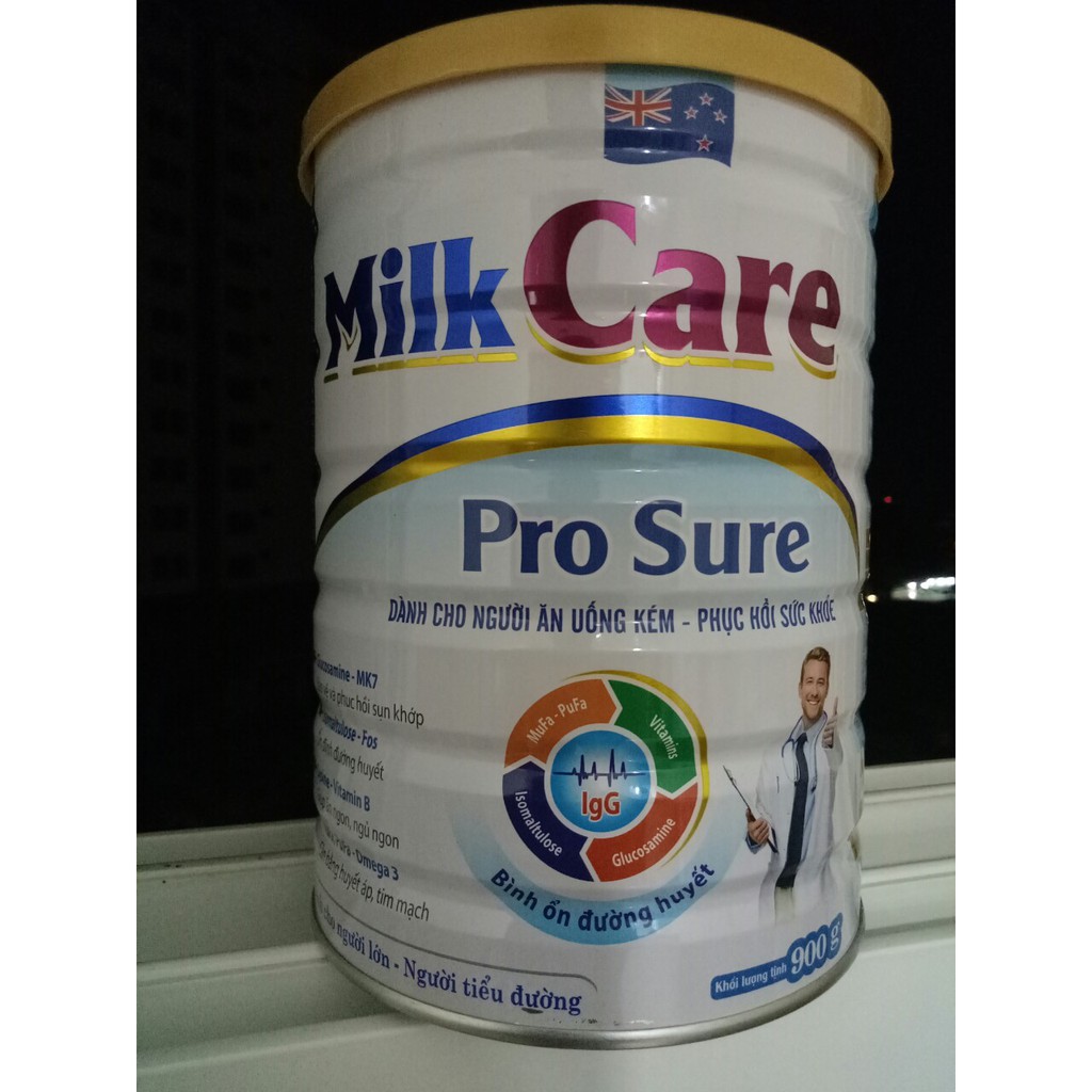 SỮA Dinh dưỡng cho người già, người bệnh, ăn uống kém phục hồi sức khỏe Milkcare Pro Sure 900g