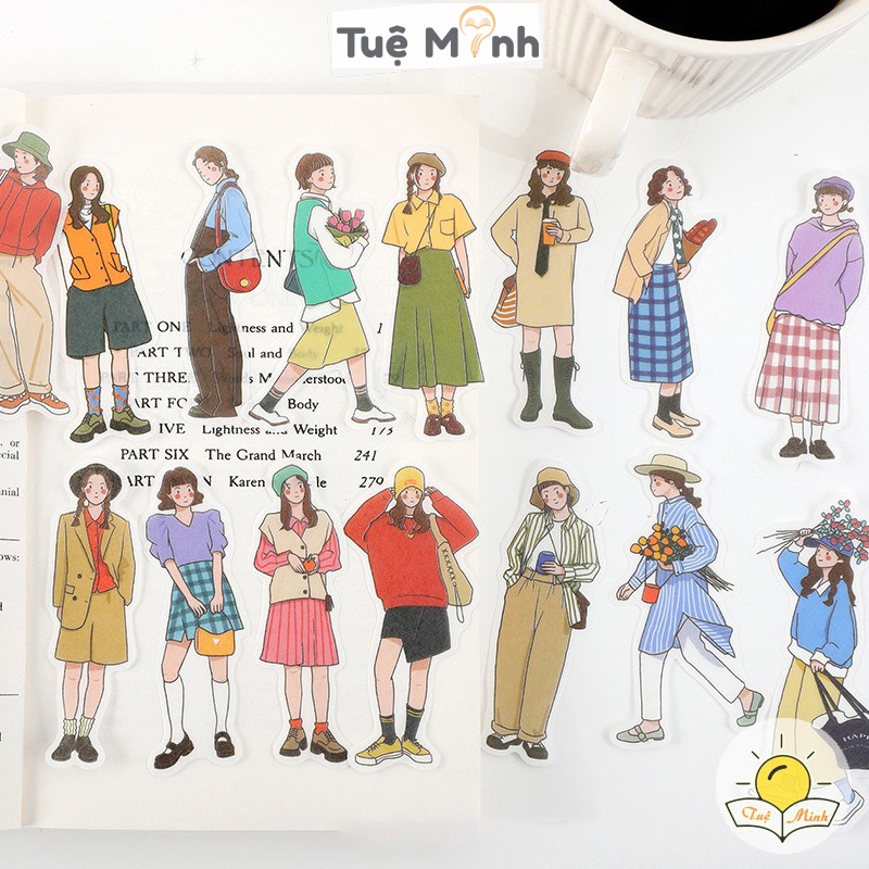 Set 40 sticker girl VPPTUEMINH, boy street style - nhãn dán cô gái chàng trai dạo phố STI47