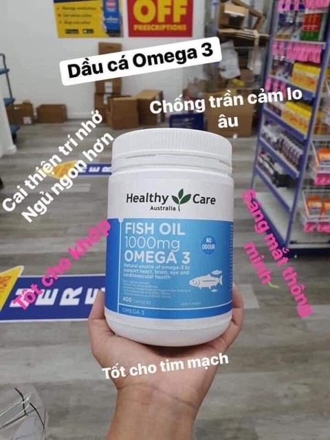Dầu cá Omega 3 Healthy Care Fish Oil 1000mg MẪU MỚI