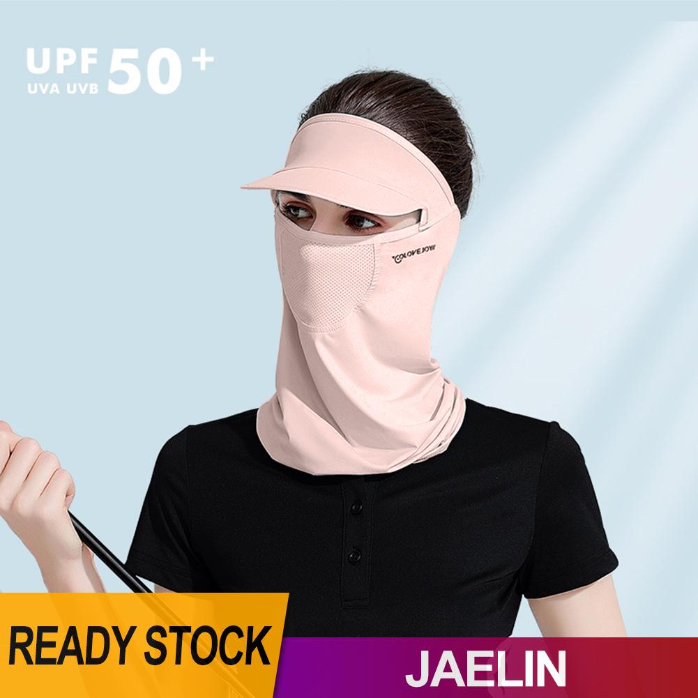 Mũ che nắng UV UPF 50+ có khẩu trang che mặt đeo cổ bằng lụa cho chơi thể thao ngoài trời