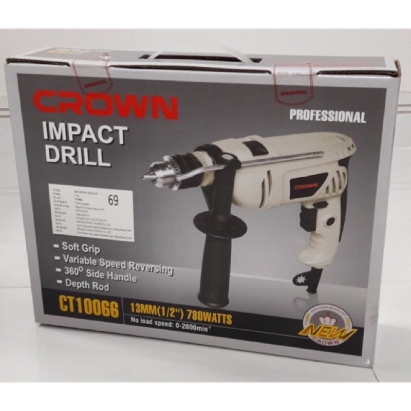 Máy khoan động lực Crown CT10066 - 780W, Kích thước nhỏ gọn, Dễ dàng sử dụng