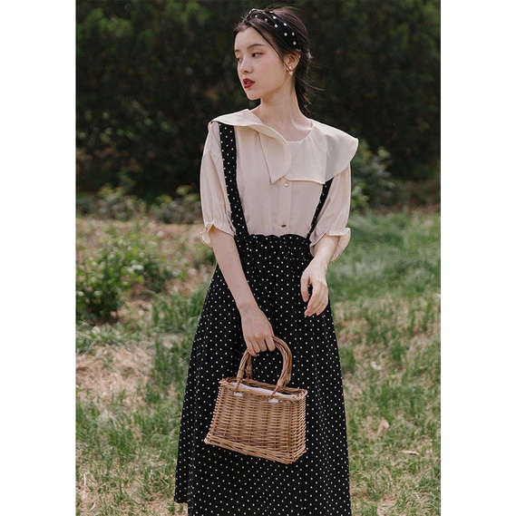 Đầm Hai Dây Họa Tiết Chấm Bi Phong Cách Pháp Thời Trang Mùa Hè Mới 2022 Cho Nữ