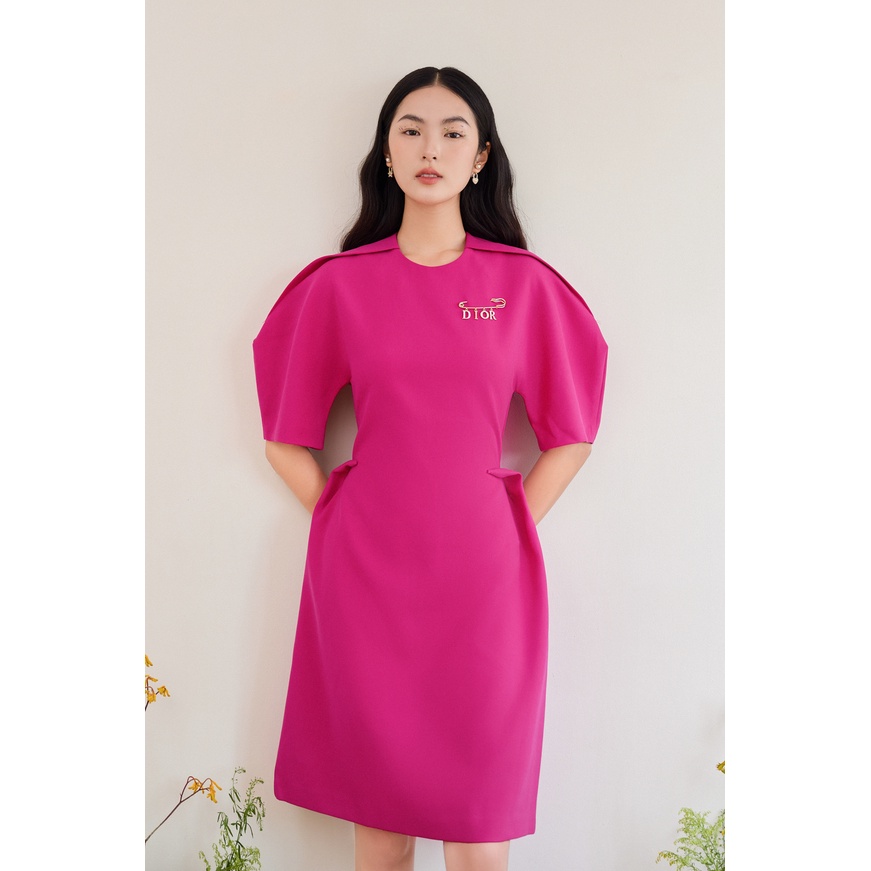 MadebyChloé - Đầm nếp vai midi rộng ngực ôm eo tay phồng ELITE DRESS - Thiết kế cao cấp