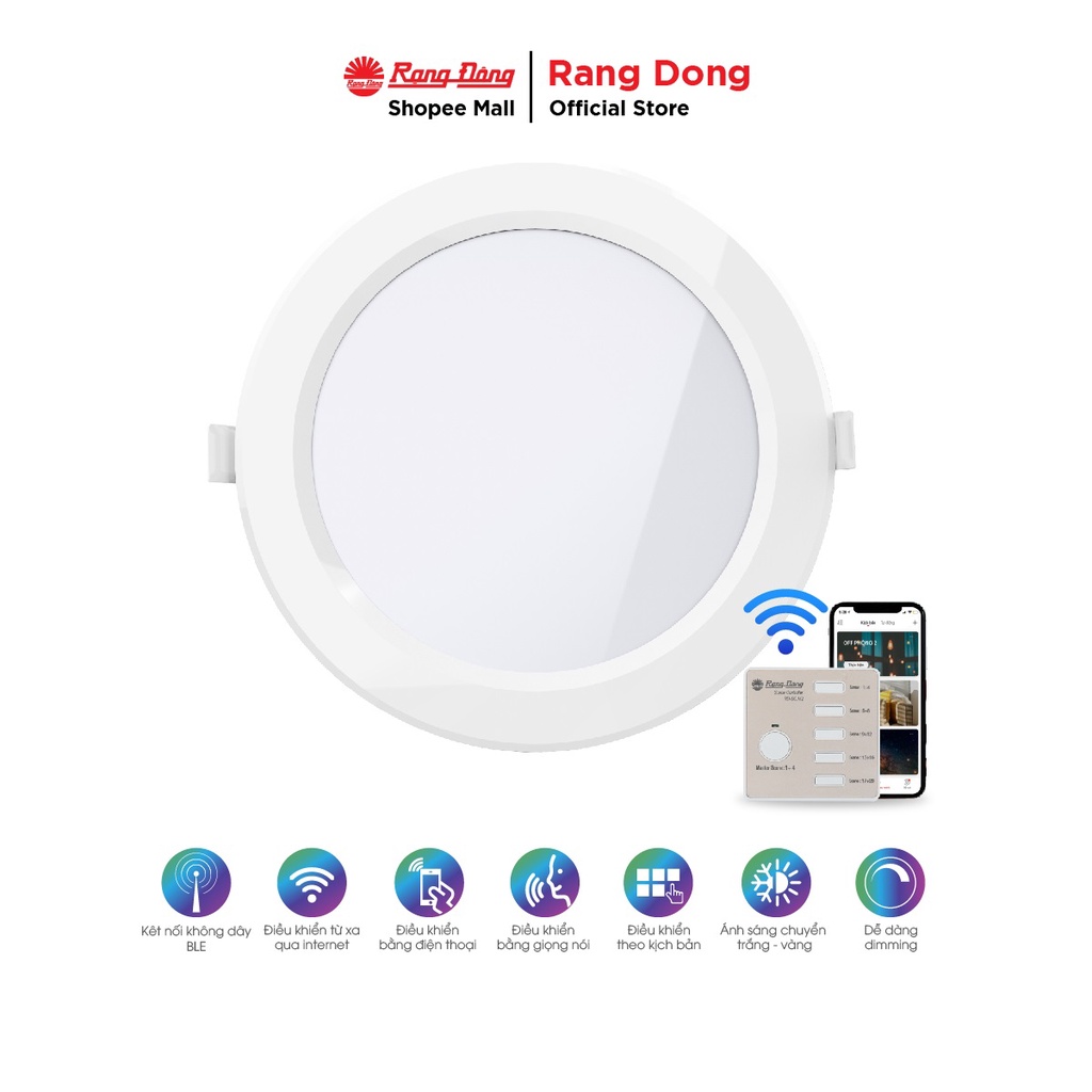 Đèn LED panel điều khiển từ xa bằng Bluetooth/Wi-Fi Rạng Đông (model PT04.BLE)