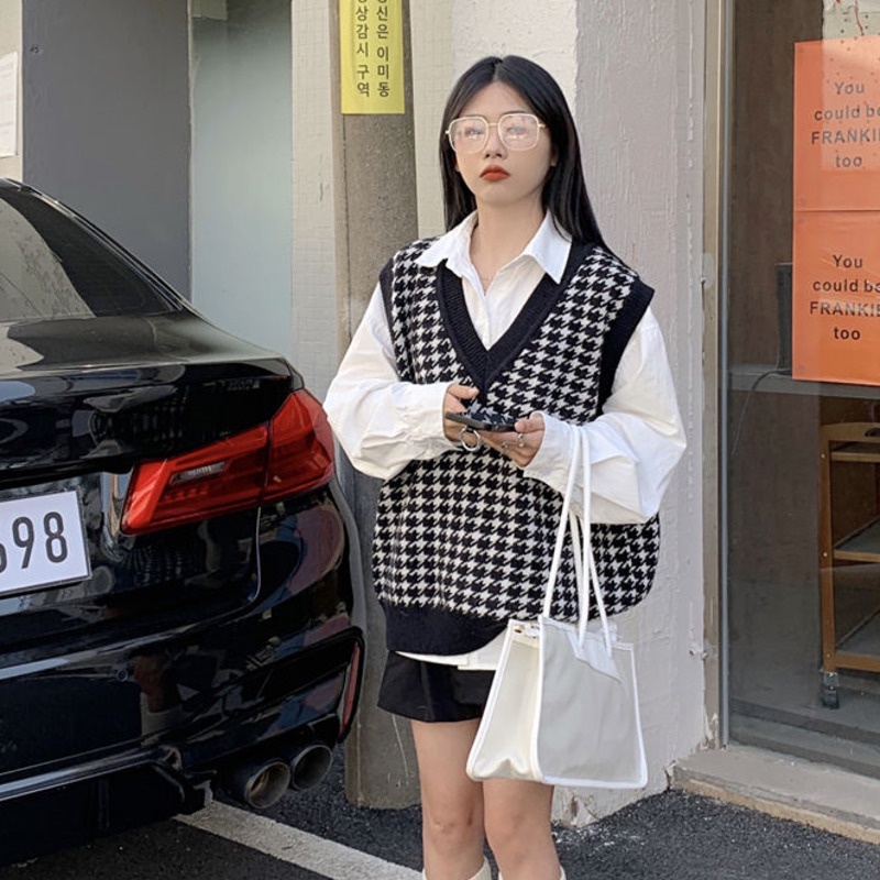 Áo len không tay dáng rộng thời trang mùa xuân mới phong cách Hàn Quốc