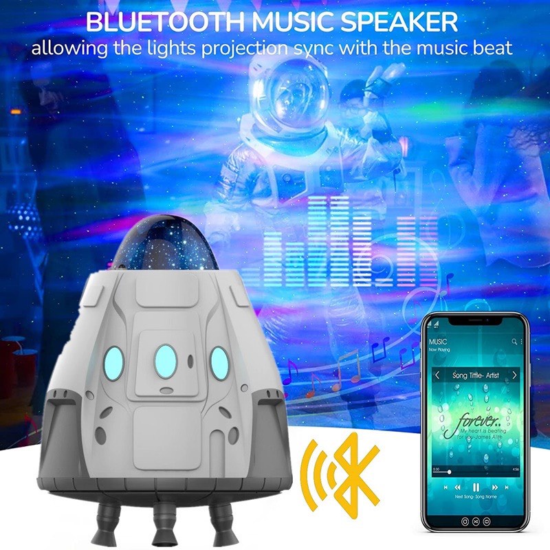 Đèn Phi Thuyền Nền Thiên Hà Lốc Xoáy V10 Plus Kết Hợp Loa Bluetooth Đèn Trang Trí Phòng Ngủ Phòng Bay