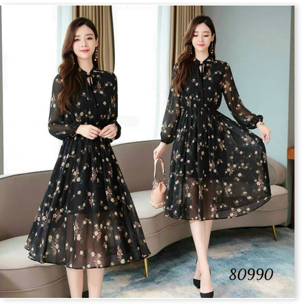 ĐẦM LỤA HOA,HỌA TIẾT ĐƠN GIẢN NHƯNG KHÔNG KÉM PHẦN SANG TRỌNG LANA FASHION