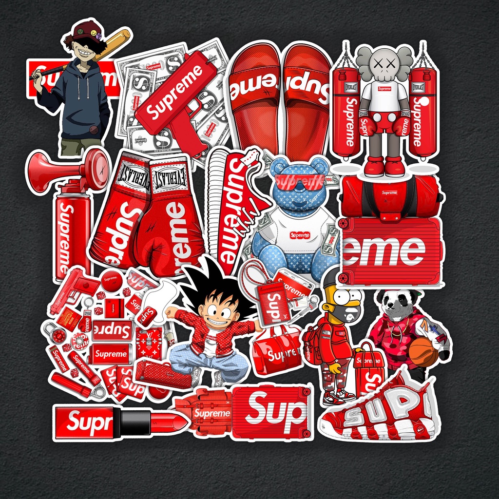 STICKER SUPREME - SET STICKER TRANG TRÍ MŨ BẢO HIỂM, ĐIỆN THOẠI, LAPTOP, VALI, XE MÁY, VÁN TRƯỢT, TỦ, GƯƠNG,....