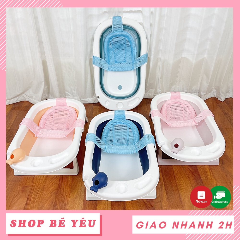 Chậu tắm gấp gọn cho bé  𝑭𝒓𝒆𝒆𝒔𝒉𝒊𝒑  Chậu tắm gấp gọn cao cấp kèm lưới/phao nằm tắm cho bé 9BABY