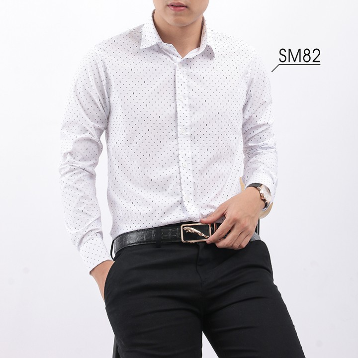 Áo sơ mi nam họa tiết chấm bi cao cấp, chất vải cotton mịn phong cách công sở OKU shop | BigBuy360 - bigbuy360.vn